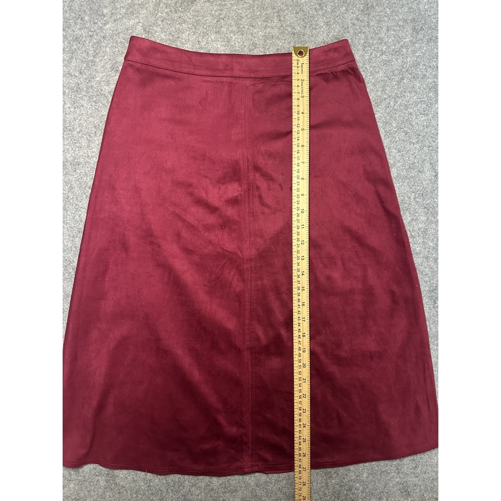 Bagatelle Collection Faux Suede A-Line Skirt XS Burgundy Wine Vegan Suede Midi - Picture 6 of 7